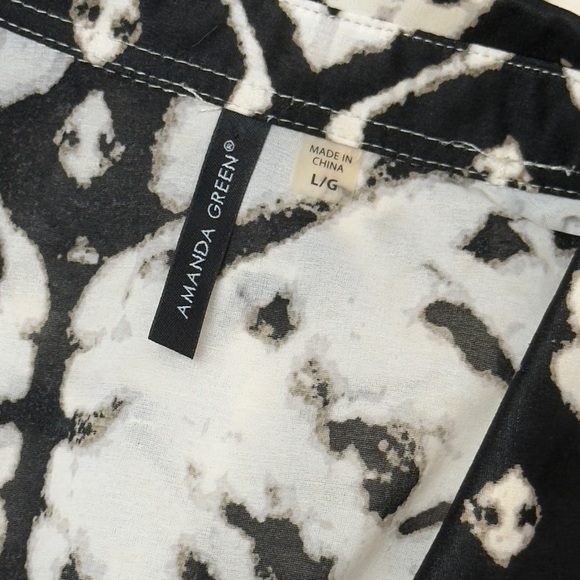 Amanda Green Black White Geometric Tie Dye Button Up Sleeveless Top Large - Picture 7 of 10